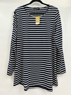 Suzanne Betro Women’s Nautical Coastal Preppy Stripe Tunic Top Shirt XL NWT